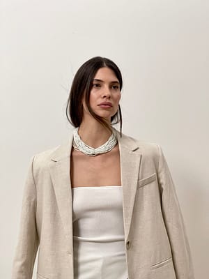 White Collier multirang avec petites perles