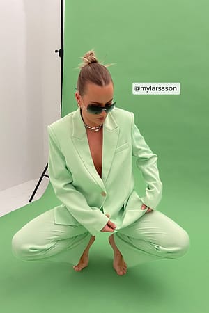 Light Green Blazer cintré oversize pour homme recyclé