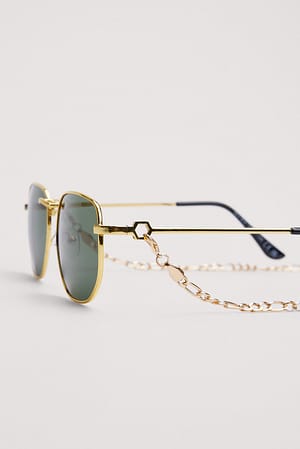 Gold Lunettes de soleil en métal recyclé à détail chaîne