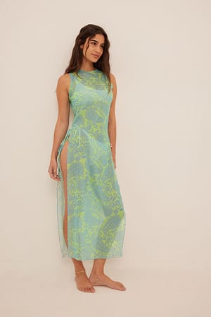 Blue Paisley Robe de plage en tulle