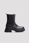 Black Bottes en cuir à semelle profilée