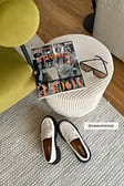 White Mocassins Épais Style Rétro