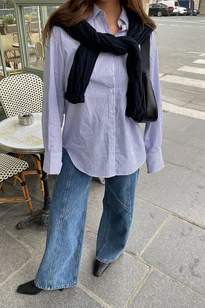 Jean bleu moyen à détail contrastant Bleu