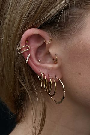 Gold Ensemble de deux paires de manchette d'oreille scintillantes