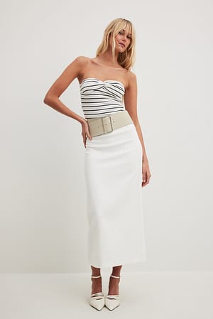 Light Beige Ceinture large en jean