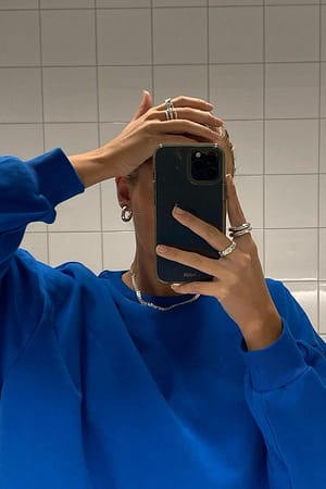 Deep Blue NA-KD Trend Sweatshirt brossé oversize