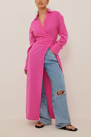 Pink Robe longue fluide en modal