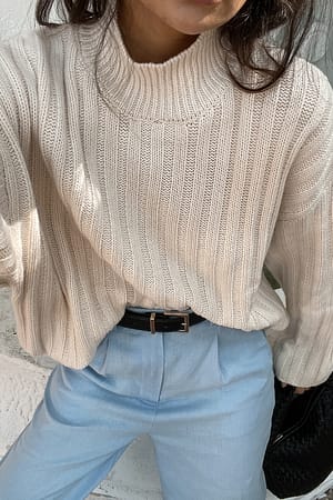 Offwhite Pull col roulé oversize en maille côtelée