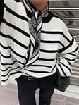 offwhite/black Pull oversize en maille rayée
