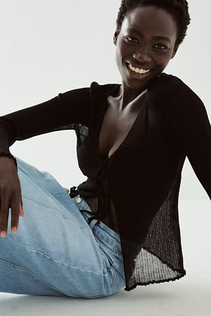 Black Gilet en maille fine à détails noués