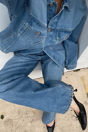 Mid Blue Jean droit taille haute