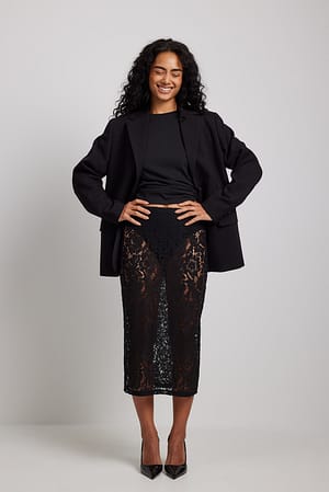 Black Lace Midi Skirt