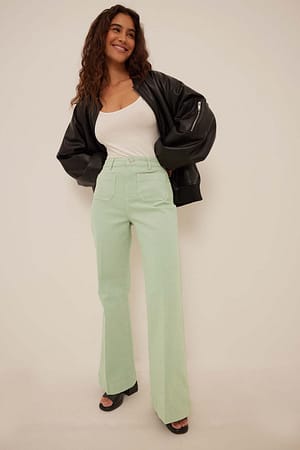 Green Jean 70’s large avec poche sur le devant