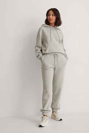 Grey Melange Pantalon de survêtement brossé à cordon