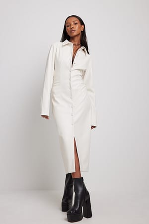 Offwhite Robe mi-longue boutonnée en simili cuir