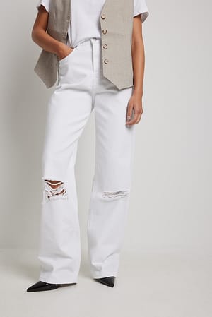 White Jean évasé délavé
