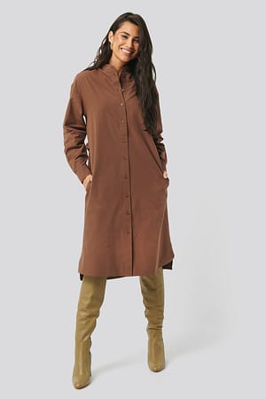 Brown NA-KD Adjustable Side Strap Shirt Dress