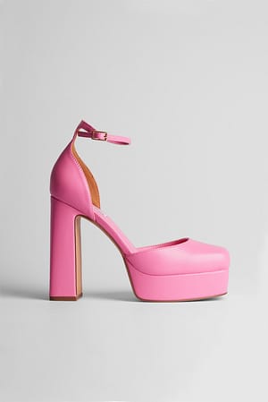 Magenta Escarpins à plateforme et brides nouées aux chevilles