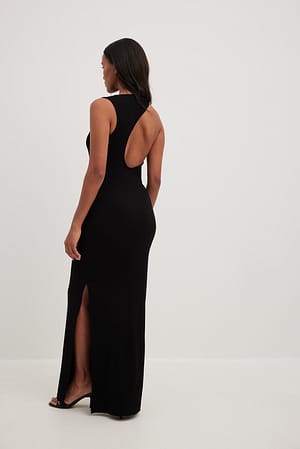 Black Robe longue à dos asymétrique