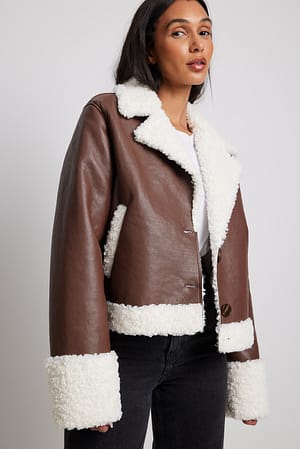 Chocolate Brown Blouson aviateur