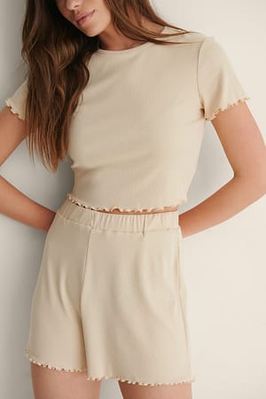 Light Beige Short côtelé Babylock