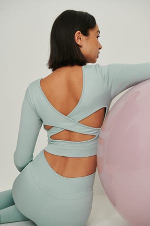 Blue Haut côtelé avec détail à l’arrière recyclé