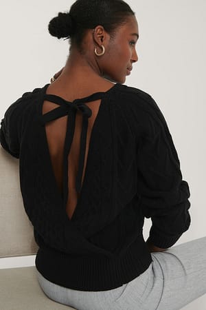 Black Pull en maille torsadée