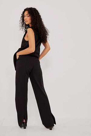 Black Pantalon de costume fendu à l'arrière