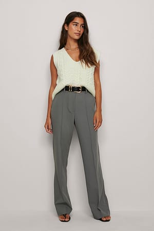 Grey Pantalon de costume fendu à l'arrière