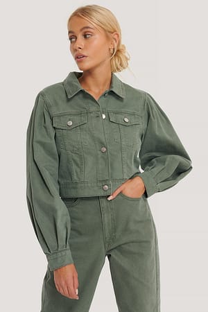 Green NA-KD Reborn Veste en jean à manches ballon