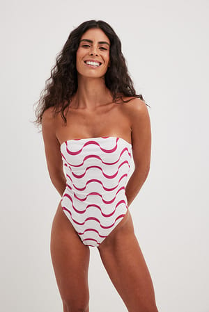 Pink/White Maillot de bain bandeau