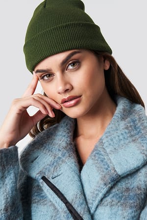 Khaki NA-KD Accessories Basic Beanie