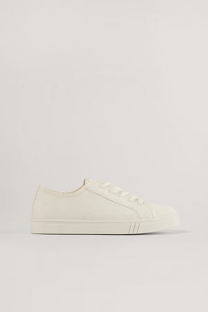 White Basic Lace up Sneakers