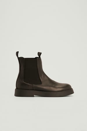 Black Bottes Chelsea en cuir basiques