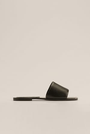 Black Sandales cuir, cuir
