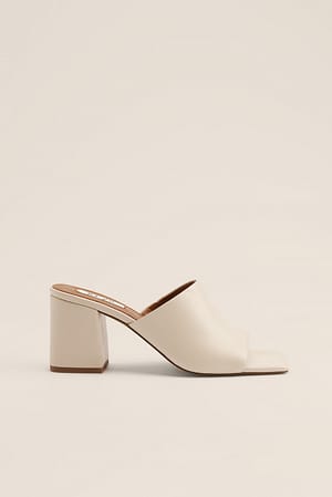 Light Beige Basic Leather Mules