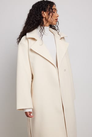 Light Beige Manteau ceinturé
