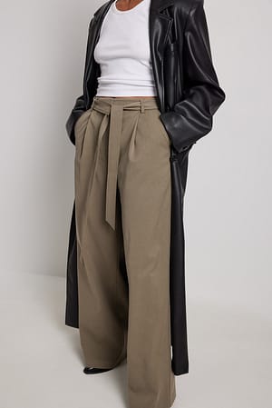 Taupe Pantalon de costume à jambe large