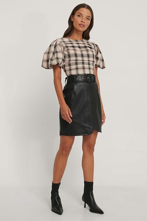 Black Jupe En Faux Cuir Avec Ceinture