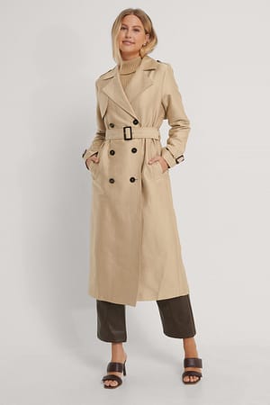Beige NA-KD Trench À Ceinture