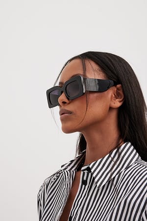 Black Grandes lunettes de soleil à monture épaisse