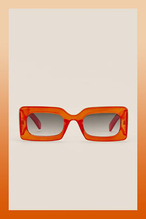 Orange Grandes lunettes de soleil à monture épaisse