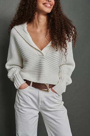Brown Angulaire ceinture à boucle