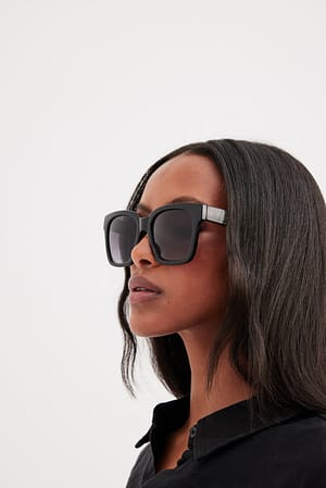 Black Grosses lunettes de soleil rondes recyclées