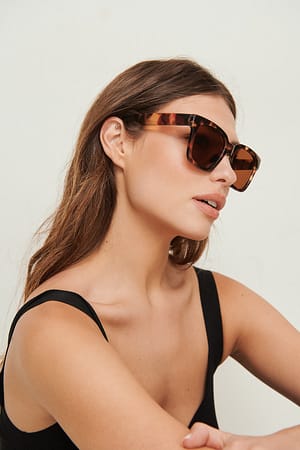 Tortoise Grosses lunettes de soleil rondes recyclées