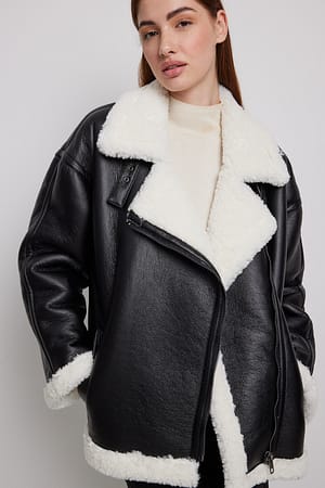 Black Veste aviateur en tissu contrecollé