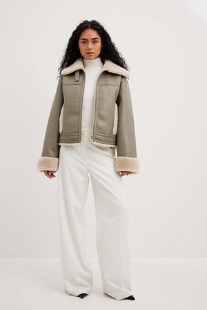 Light Beige Veste Teddy