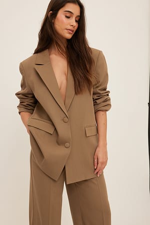 Brown Blazer long coupe carrée