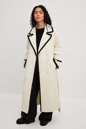 Beige Trench à détail tressé