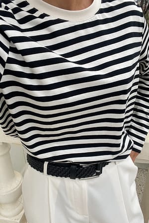 Black Ceinture tressée en cuir synthétique
